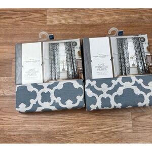 Threshold‎ Farrah Fretwork Set of 2 Curtain Panels Blue 54" W x 84" L Each NEW
